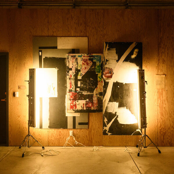 Warmly lit room with flowers