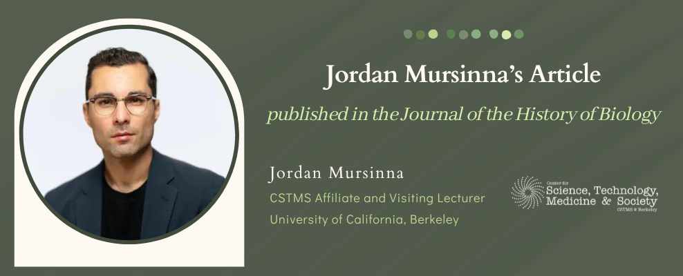 Congratulations to Jordan Mursinna for his recent publication in the Journal of History of Biology